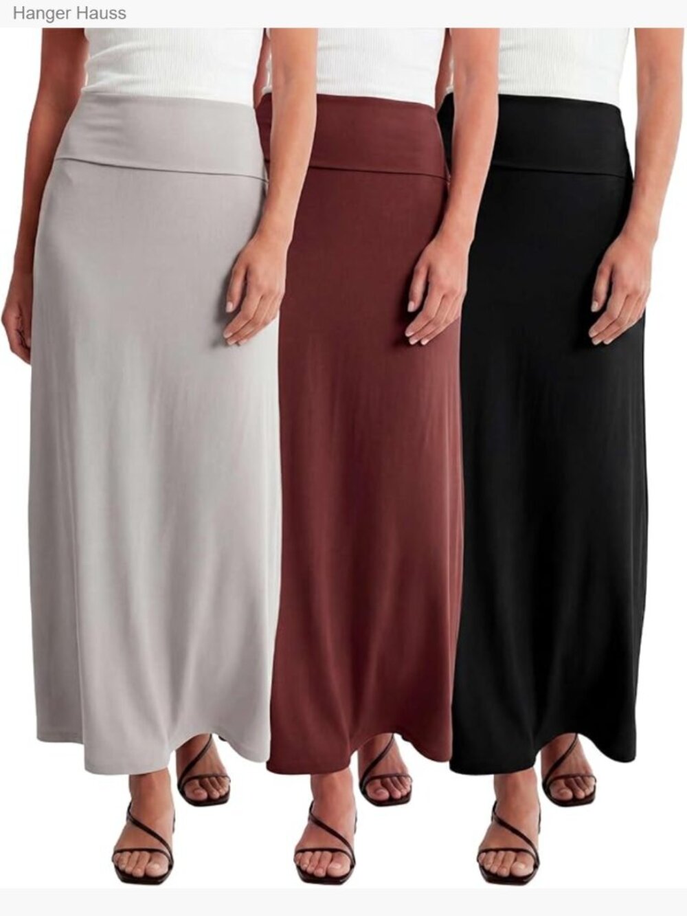 3 Pack Ultra Soft High Waisted Long Maxi Skirts Flowy Plus Size